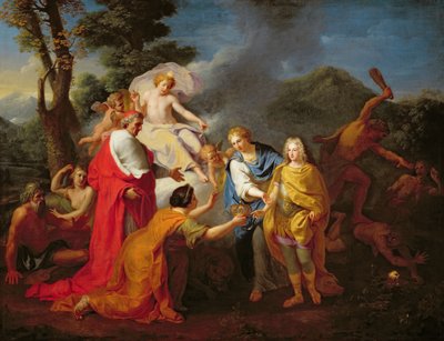 Alegoría del reconocimiento de Felipe de Francia (1683-1746) duque de Anjou como rey de España, 24 de noviembre de 1700, antes de 1704 de Henri Antoine de Favanne